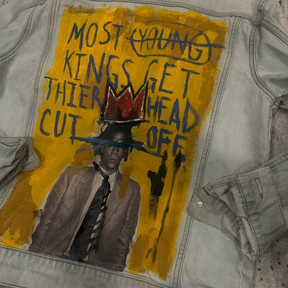Hand painted Basquiat denim